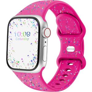 Sport Band Compatible with Apple Watch Band 46mm 38mm 40mm 41mm 42mm 44mm 45mm 49mm for Women Men,Soft Recycled Plastic Strap for iWatch Series 11 10 9 8 7 6 5 4 3 2 1 SE Ultra Hot Pink