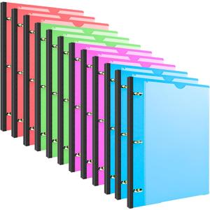 INFUN 1 INCH Telescoping 3 Ring Binder - 12PCS, Flexible 1 INCH Binders 3 Ring with Customizable Front Cover and Clear Catalog Pocket, 225 Sheet Capacity (Red+pink+ Blue+green)