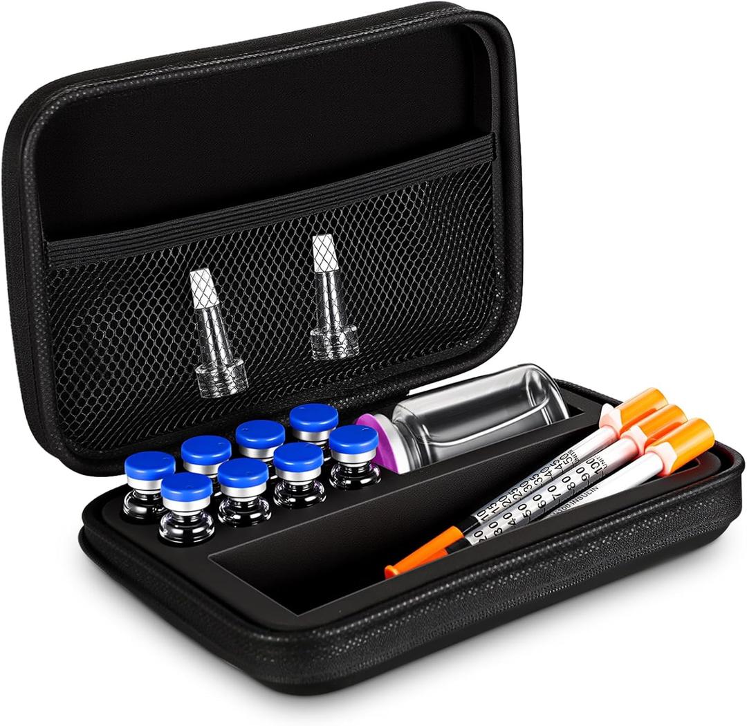 Peptide Case 8 x 3ml + Bac & Case Holds Vials Water Bac Peptide Glp1, 3ml Vial Storage, Fridge Freezer Travel, with Mesh Pocket (Only Box)