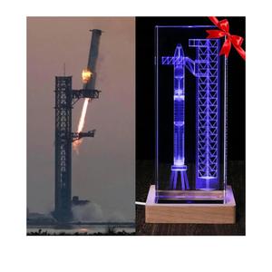 【Collector's Gifts】 SpaceX Starship Crystal Lamp, 3D Laser-Etched Rocket Night Light, Ultimate Gift for Space Enthusiasts, Sci-Fi Fans & Mars Dreamers (Regular)