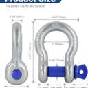 2 Pack 3/4" D Ring Shackle with 7/8" Screw Pin, 57,000 lbs Break Strength Heavy Duty Off-Road Recovery Tow Strap Winch for Jeep Truck