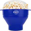 POPCO Silicone Microwave Popcorn Popper with Handles - Popcorn Maker - Pop Corn Microwave Popper - Collapsible Bowl - Dishwasher Safe - 15 Colors (Blue)