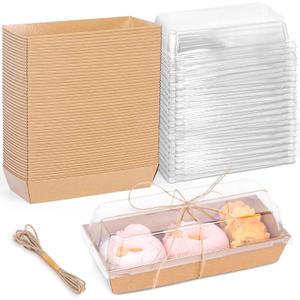 VGOODALL 48PCS Charcuterie Boxes, To Go Food Container Small Paper Bakery Boxes Treat Box with Clear Lid for Sandwich Dessert Cake Slice