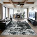 Merelax 8x10 Washable Black Area Rugs for Living Room, Non-Slip Backing Modern Abstract Large Rug, Stain Resistant Low Pile Carpet for Bedroom, Dining Room, Home Office Decor