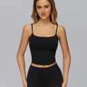 QBGJTD Womens Workout Sets Two Piece Spaghetti Straps Crop Top Matching Straight Leg Pants Gym Work Pilates Outfits (Black, M)