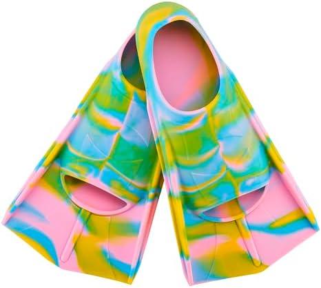 Prsca Kids Swim Fins,Short Youth Fins Swimming Flippers,Swim Training Fins for Lap Swimming,for Children Girls Boys Beginners