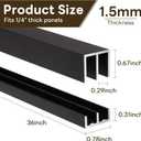 Aluminum Sliding Door Track Set for 1/4" Thick Panels Glass Cabinet Door Window Sliding Track, Size 36 x 0.79 inches (Black), 36in-1set