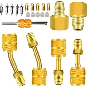 R410A Adapter for Mini Split System Air Conditioner HVAC 5/16” Female to 1/4” Male Flare, R134A Refrigerant Tank Adapter to R12 R22 Adapter, Vacuum Pump Adapter 1/4” to 1/2”