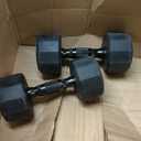 CAP 15lb Rubber Coated 12-Sided Dumbbell, Black Grip, Free Weights, Pair