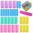 30Pcs Plastic Hair Curlers Set, Snap on Rollers Self Grip Heatless Rollers Hairdressing Curlers No Heat Curlers for Long Medium Short Thin Fine Hair with Mini Comb (5 Sizes) ﻿