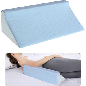 Wedge Pillow for Side Sleeping, Memory Foam Back Pillow Positioners for Side Sleeper, Preventing Bedsores, After Surgery, Pregnancy Support, Ankle Support, Bed Wedge Pillow (20 Inch Length, Blue)