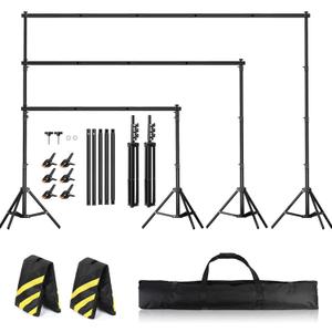 Backdrop Stand for Parties 10 x 8.5 FT, Heavy Duty Photography Backdrop Stand for Events, Video Shooting, Portable Photo Background Stand with Carry Bag, Sandbags, Spring Clamps
