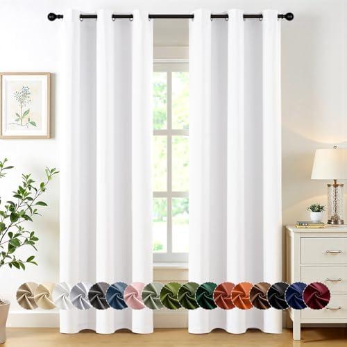 MIULEE Pure White Blackout Curtains for Bedroom Living Room 72 Inches Long 2 Panels, Thermal Insulated Room Darkening Drapes Grommet Noise Reducing Light Blocking Window Treatments 40x72 Inch
