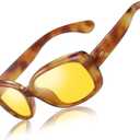 Wzerry Vintage Polarized Sunglasses for Women Trendy UV400 Havana Wrap-Around Shades for Driving