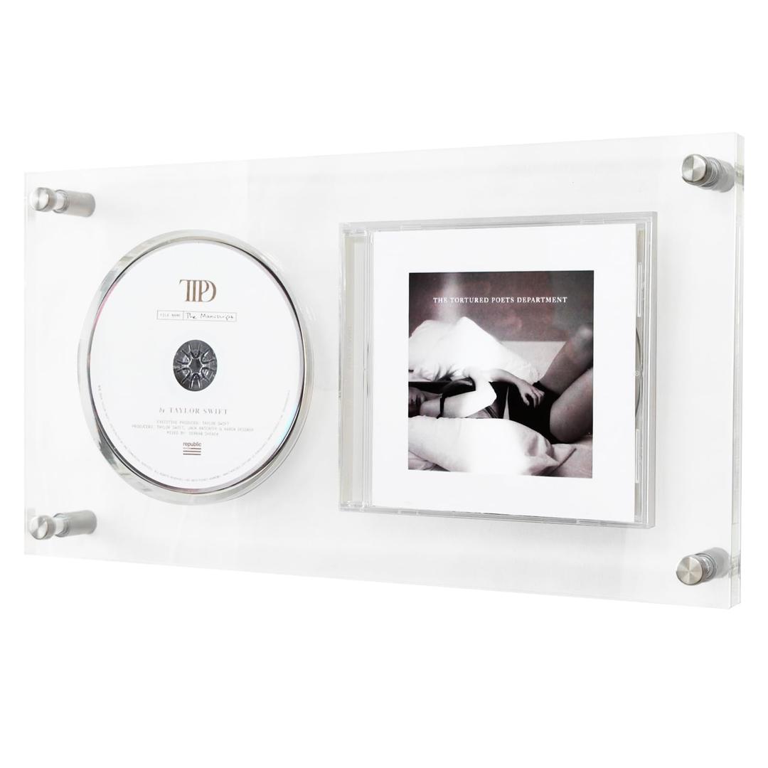 Acrylic CD Picture Frame, CD Frame Display Case, Signed CD Display Frame, CD Wall Display for Discs and CD Box (Clear)