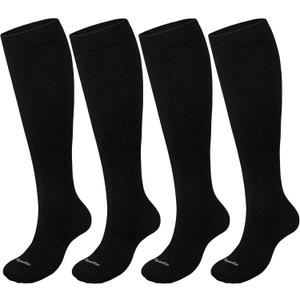 Premium Coton Compression Socks for Women&Men 15-20mmHg Knee High Sock for Nurses, Flying, Travel, Pregnancy (Black, XL)