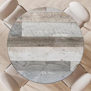 Farmhouse Round Fitted Table cover with Elastic Waterproof Outdoor Indoor Vinyl Tablecloth Washable Wipeable Table Cloth for Picnic Camping Party (Wood, Fits up to 36" - 44" Diameter)