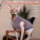 BRKURLEG Hairless Cats T Shirt, Cat Sweaters, Pullover Kitten Shirts, Sleeveless Round Collar Cotton Vest for Cornish Rex Devon Rex Peterbald and Small Dogs Sweater(OrangeBlue Stripes, Large)