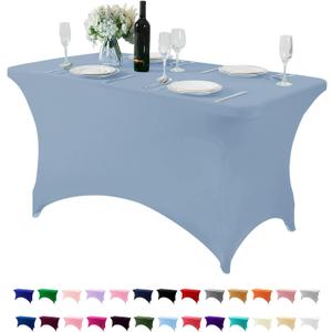 Spandex Table Cover for 4FT or 6ft or 8ft Table Universal Fitted Stretch Tablecloth for Party, Banquet, Wedding and Events-Dusty Blue (48" x 30" (Rectangular))