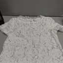 Allegra K Women's Lace Top Summer Floral Scalloped Trim Short Sleeve Semi Sheer Tops (White, S)