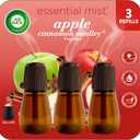 Air Wick Essential Mist Refill, 3 ct, Apple Cinnamon Medley, Essential Oils Diffuser, Air Freshener, Fall scent, Fall decor (1.14 Fl Oz (Pack of 3))