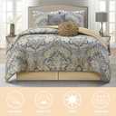 LANCO MODERN LIFESTYLE Grey Yellow 6 Piece Comforter Set, King, Elegant Floral Jacquard, Ultra Soft Bed Set for All Seasons, Bed in a Bag, Include Comforter, Bed Skirt, Pillow Shams & Decor Pillows