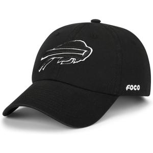 FOCO NFL Men's NFL Team Logo Black & White Casual Hat Caps (One Size)