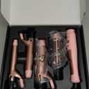 Farery 4-in-1 Interchangeable Automatic Rotating Curling Iron & Thermal Brush Set, 0.75''/1''/1.25'' Curling Iron & 1.5'' Heating Round Curling Brush, ONE Heat 410F, Pink