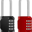 ZHEGE Padlock 2 Pack, 2.6 Inch Long Shackle Combination Lock, 4 Digit Outdoor Waterproof Padlock for School Gym Locker, Fence, Gate, Toolbox (Black and Red)