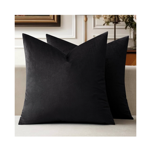 MIULEE Velvet Throw Pillow Covers 18x18 Inch, Pack of 2 - Black, Super Soft Decorative Square Cushion Cases Modern Luxury Home Decor for Sofa, Couch, Bed, Chair,Livingroom