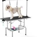 Lyromix 46''Large Dog Grooming Table, Adjustable Cat Drying Desktop with Arms, Nooses, Mesh Tray, Foldable Pet Station at Home, Maximum Capacity Up to 330Lb, 46inch, Black, 46in