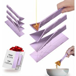 POLYGONS - Original Flat 3-in-1 Folding Measuring Spoons | 2 Spoons fold into 6 Sizes | Magnetic | DuraBend Tech lasts 100k+ folds | LeakProof for Wet & Dry | Gift Packaging | Baking/Cooking (Purple)