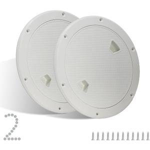 2 Pcs Boat Hatch, Marine Access Hatch for Marine Boat Yacht Kayak, Round Non Slip Boat Storage Hatch Lids, Inspection Hatch Deck Plate Hatch with Detachable Cover (8 Inch, 2pcs - White)