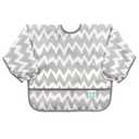 Bumkins Sleeved Bib for Girl or Boy, Baby and Toddler for 6-24 Mos, Essential Must Have for Eating, Feeding, Baby Led Weaning Supplies, Long Sleeve Mess Saving Food Catcher, Soft Fabric, Gray Chevron