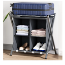 aboxoo Luggage Rack with storage, Guest Room Folding Suitcase Stands, Holds up to 120 lb, Space Saving Suitcase Holders for guest room, Bedroom Hotel, Grey