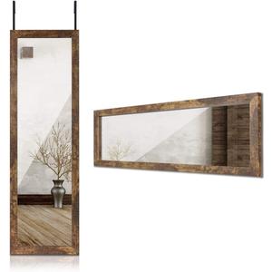 Sunix Wood Full Length Mirror, 48" x 14" Wall Mirror with Wood Frame, Full Length Door Mirror, Hanging Mirror Body Mirror for Bedroom, Rustic Frame (Brown)