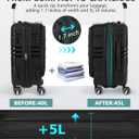 RAINSMORE Expandable Carry on Luggage 20 Inch, Airline Approved Carry on Suitcase with Front Pocket&Laptop Compartment, Hardshell Rolling Travel Luggage with Spinner Wheels,Black