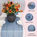 3 x Blue Cheesecloth Table Runner, 10 Ft Summer Boho Rustic Gauze Table Runner, 120 x 35 inches