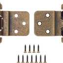Donanim Antique Brass Inset Cabinet Door Hinges, 30 Pack (15 Pairs) 3/8"" Self Closing Brass Hinges for Cabinet Doors, Kitchen Cabinet Hardware Hinges Brass