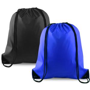 KUUQA 2 Pcs Drawstring Backpack Bags Bulk Sports Cinch Sack String Backpack Storage Bags for Gym TravelingBlack, Blue