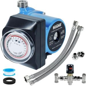 Wassermann Instant Hot Water Recirculating Pump Kit for Tank Water Heater, Instant Hot Water Recirculation Pump System with 304 Stainless Steel Adjustable Bypass Valve