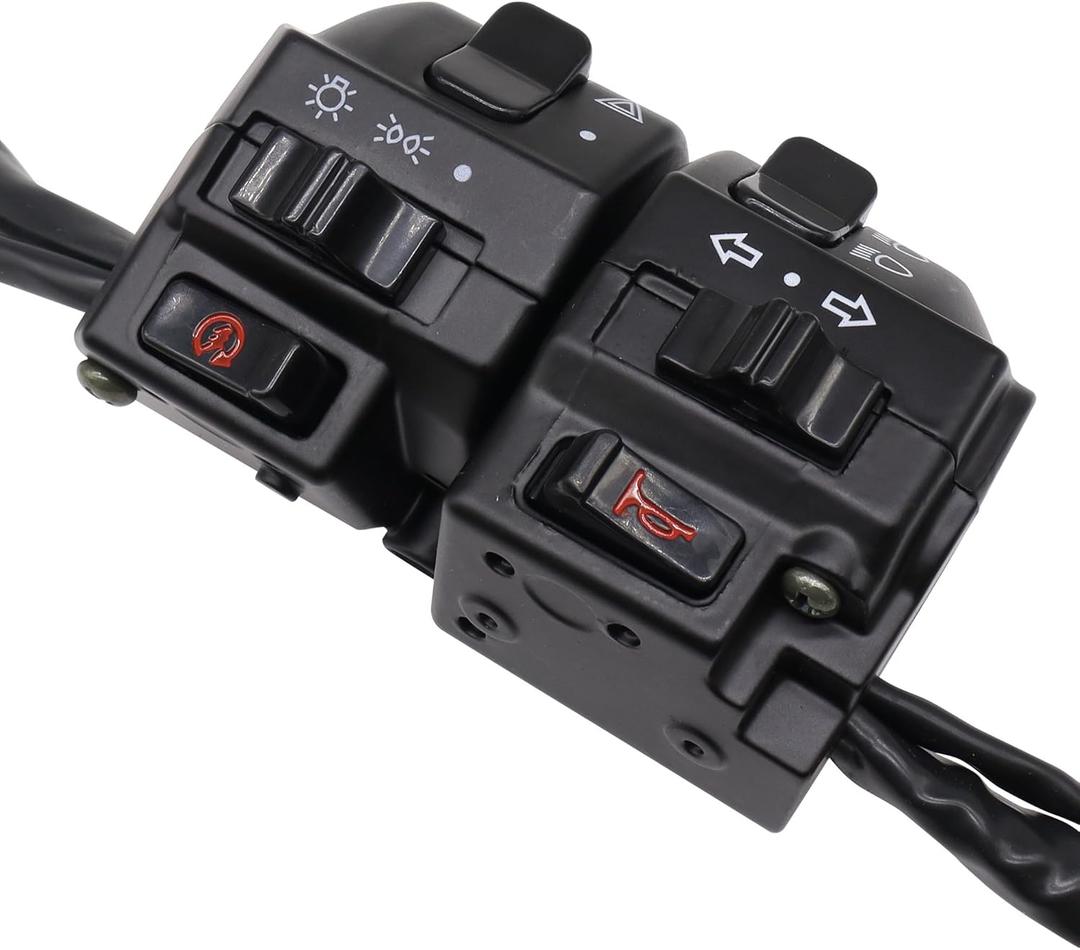 HiSport Black Universal Aluminum 7/8" 22MM Motorcycle Switch Handlebar Motorbike Horn Turn Signal Headlight Control Buttons