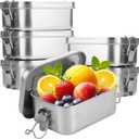 6 Pcs 550ml Stainless Steel Bento Box, Metal Bento Lunch Box, Stainless Steel Food Containers with Lids, Lockable Clips to Leak Proof, Reusable Dishwasher Snack Boxes for Camping Picnic Travel Work