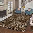 Aukib Leopard Rug 4x6 Cheetah Print Washable Non-Slip Rug Ultra Soft Low-Pile Indoor Carpet for Living Dining Playroom