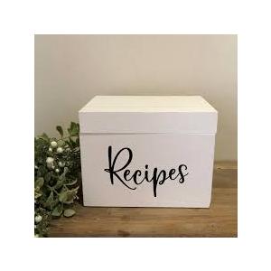 DRASTAR Recipe Card Box, Acacia Recipe Holder 4x6, Recipe Organizer , Index Card Box, Wooden Box for Kitchen Countertop, White