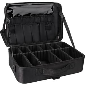 Relavel Travel Makeup Train Case Cosmetic Case Organizer Portable Artist Storage Bag with Adjustable Dividers for Cosmetics Makeup Brushes Toiletry Jewelry Digital Accessories (Large)