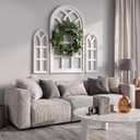 RattanView 4 Pcs Farmhouse Window Frames Wall Decor with Wreath,White, 31.5 x 17.3 inches