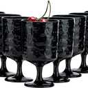 KX-WARE Iceberg Acrylic All-Purpose Wine Glasses, 12-ounce Plastic Stem Wine Glasses, set of 8 Black