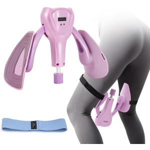 Thigh Trainer and Resistance Band Set, 0-110Lbs Adjustable Pelvic Floor Trainerfor Women, Inner Thigh Toning, Glutes & Full Body Workouts