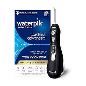 Waterpik Cordless Advanced 2.0 Water Flosser For Teeth, Gums, Braces, Dental Care With Travel Bag and 4 Tips, ADA Accepted, Rechargeable, Portable, and Waterproof, Black WP-582